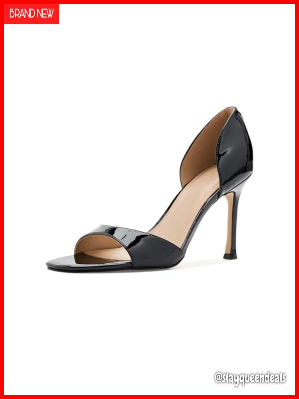 Faux Patent Leather Open Toe Stiletto Heeled Sandals Ankle Strap